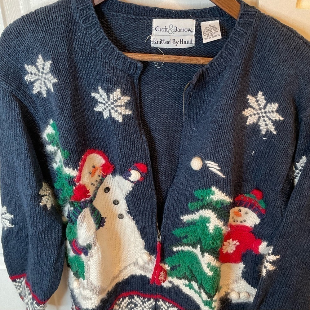 Croft & Barrow hand knitted zip up holiday sweater - Picture 9 of 9